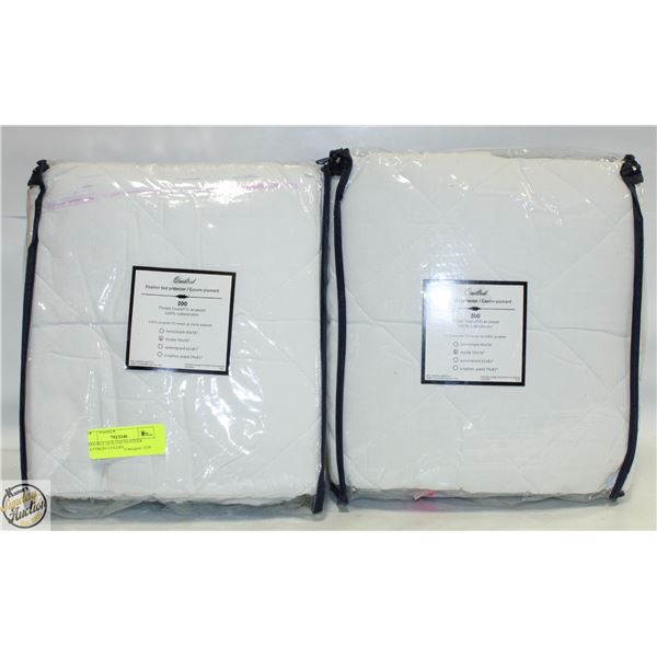 2 DOUBLE QUILTED FEATHER MATTRESS COVERS