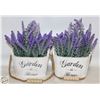 Image 1 : 2 POTS ARTIFICIAL LAVENDER WHITE POTS