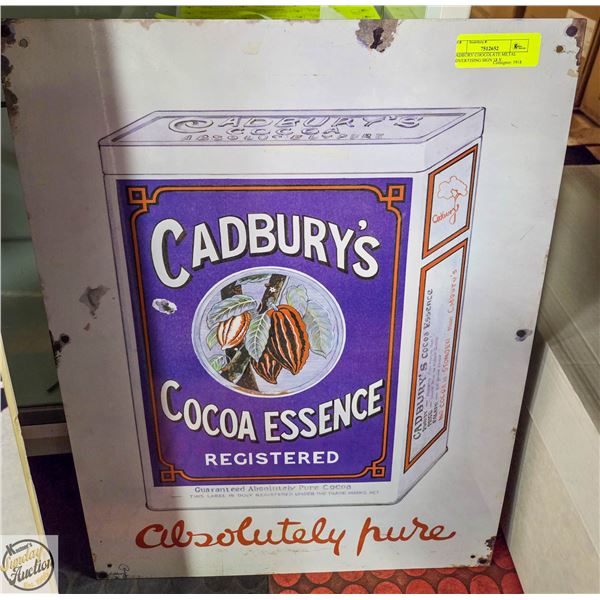 CADBURY CHOCOLATE METAL ADVERTISING SIGN 18 X 24