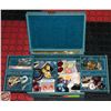 Image 1 : VINTAGE LEATHER JEWELRY BOX FULL OF ESTATE