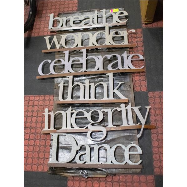 LOT OF WALL DCOR SIGNS 27"W X 7"H