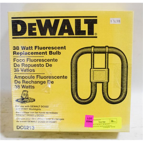 2 DEWALT DC0213 38 WATT FLOURESCENT REPLACEMENT
