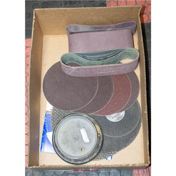 SANDING BELTS/DISCS/GRINDING DISCS ASSORTED LOT