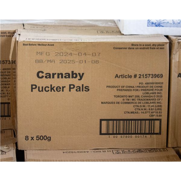 CASE OF 8 TUBS CARNEY SWEET PUCKERS PAL