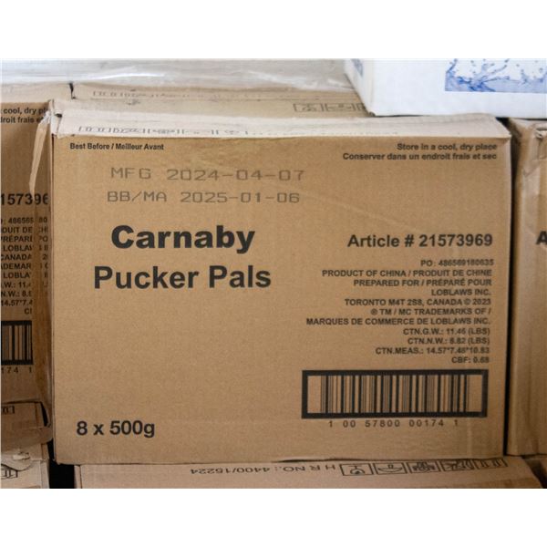 CASE OF 8 TUBS CARNEY SWEET PUCKERS PAL