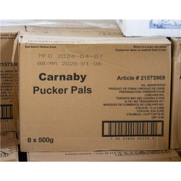 CASE OF 8 TUBS CARNEY SWEET PUCKERS PAL