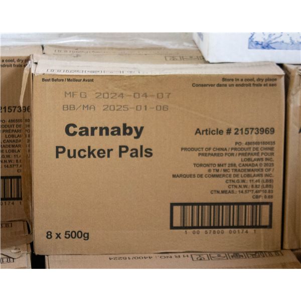 CASE OF 8 TUBS CARNEY SWEET PUCKERS PAL