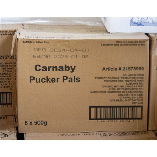 CASE OF 8 TUBS CARNEY SWEET PUCKERS PAL