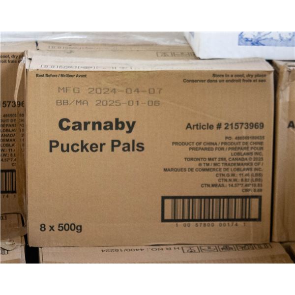 CASE OF 8 TUBS CARNEY SWEET PUCKERS PAL