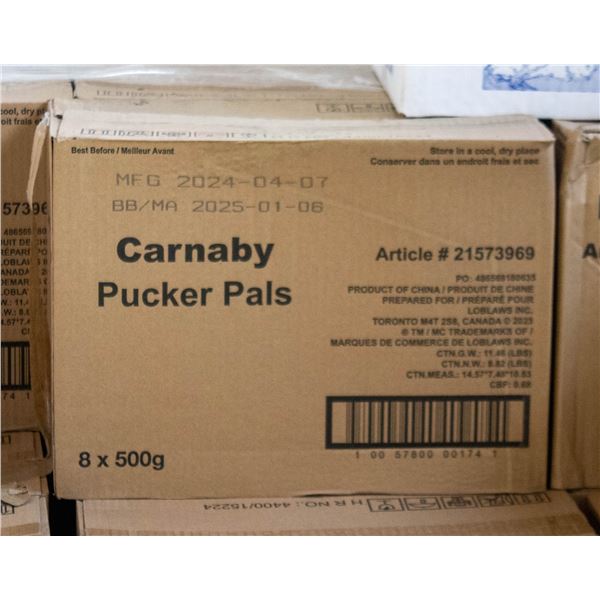 CASE OF 8 TUBS CARNEY SWEET PUCKERS PAL