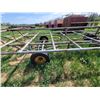 Image 9 : Heavy duty bale wagon. Approx 26ft long, 9ft wide. Dual rear axles,
