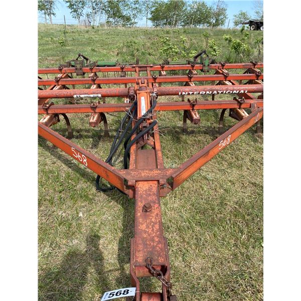 International 1H 45 chisel plow. 12ft. Complete with 3 bar tine harrows. SN 0250206C010784