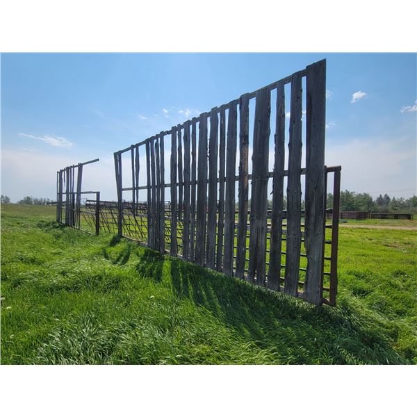 (Selling all together) 2- windbreak freestanding panels. 3" pipe, 24ft. One with 16ft gate, one with