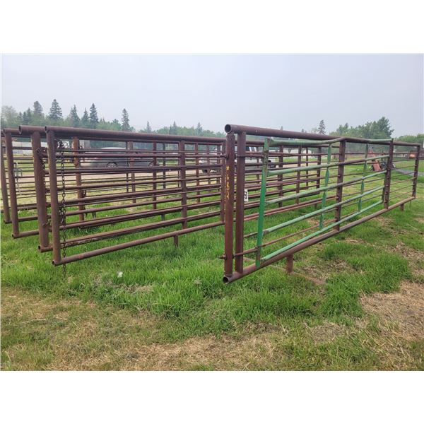 (So much each x 4) Assorted 24ft freestanding panels. Approx 64-65" tall, one w/ 14ft gate .