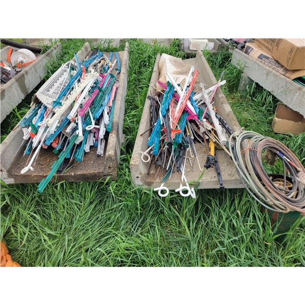 Large qty of step in fence posts, and lariat ropes of various lengths.