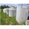Image 1 : Poly water tanks. 1-approx 300gallon, 4- approx. 1300 gallon. Visible hole in one tank.