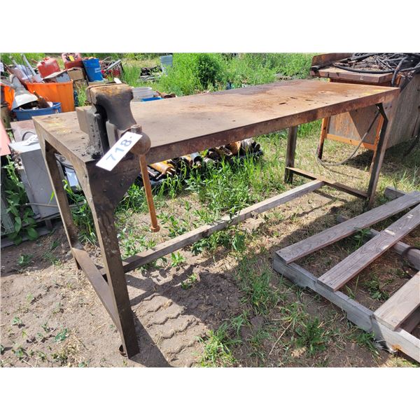 Metal welding table approx. 6ft X 2.5ft  and vice.