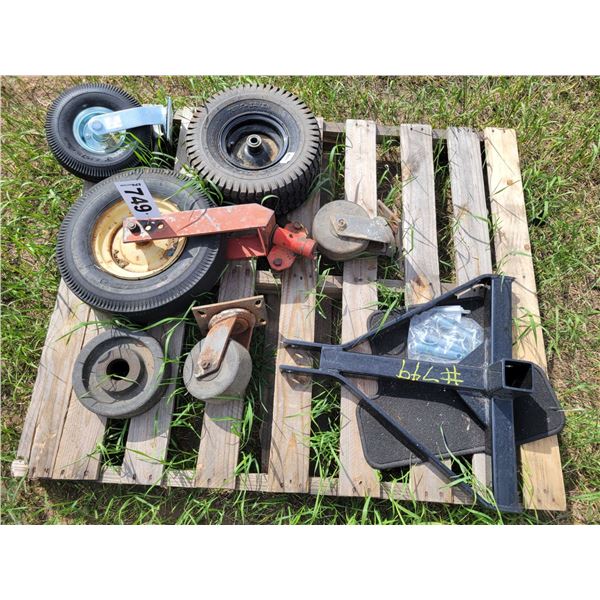 3pt hitch, 2" adapter. Assorted wheels.
