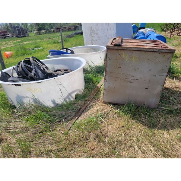 2 poly mineral tubs, mineral lick wheels, and metal insulated box.
