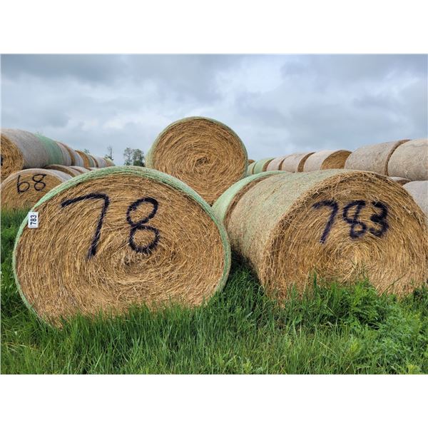 (Selling by the pile) 78 round bales of 2 year old hay. Buyer responsible for load out.