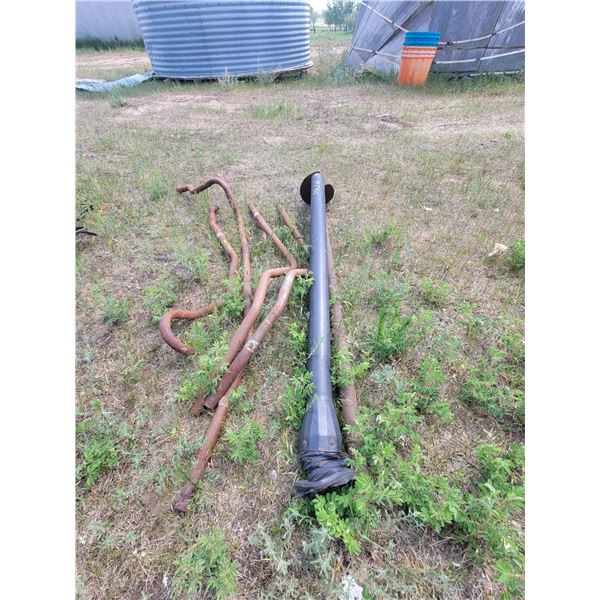 Variety of 2" exhaust pipe, drill fill spout, large auger etc.