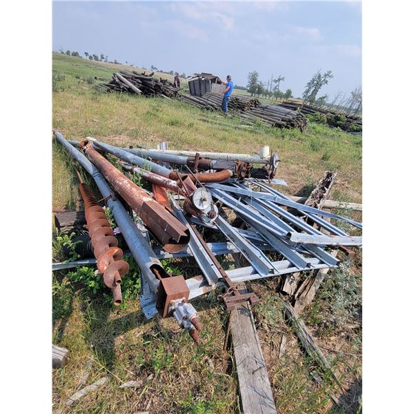 Assortment of scrap augers, galvanized galen etc.