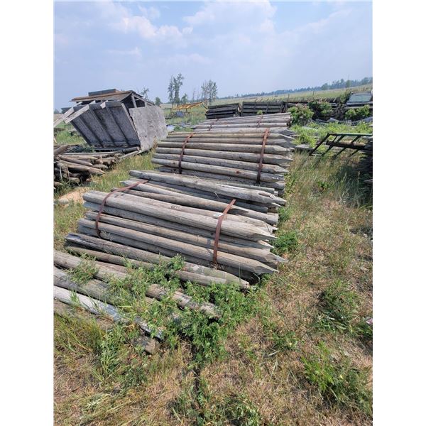 Large Qty of 7ft posts. One bundle of 5.5", one bundle of 3", partial bundle of 4".