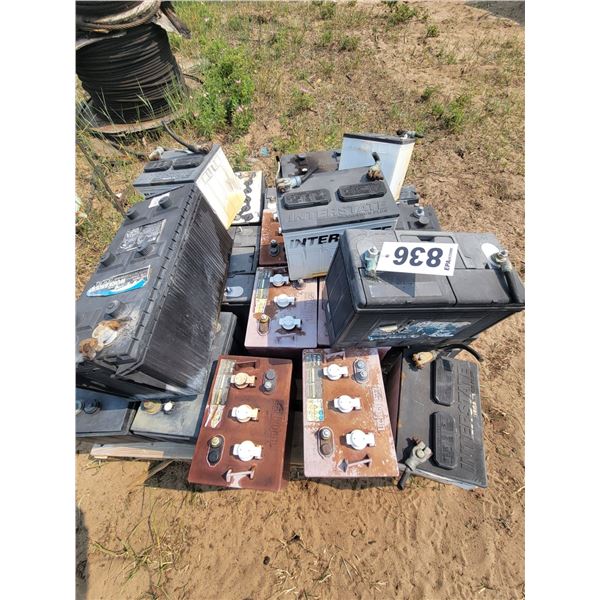 Pallet of assorted used batteries.