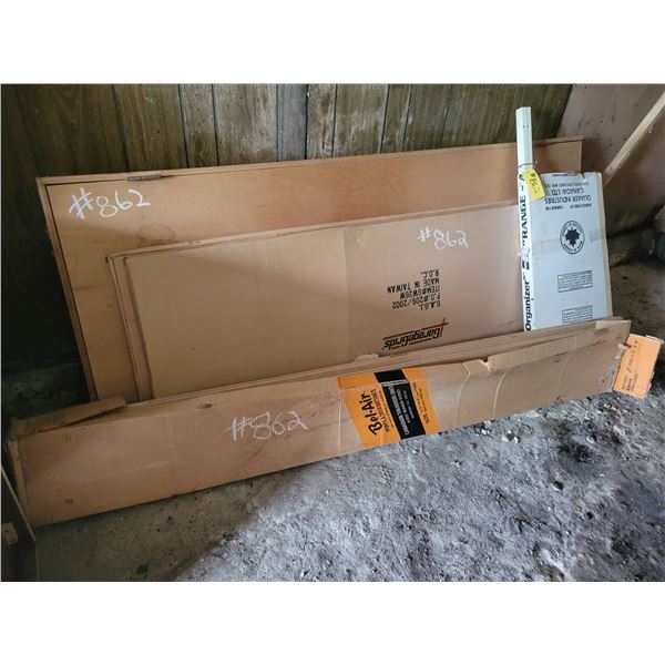 4 panel closet door, closet space organizer , garage racking, 30"door c/w frame and hinges.