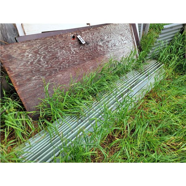 Accordion garage door, various wooden doors.