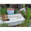 Image 1 : Bath tub, assorted tin, pallet racking etc.