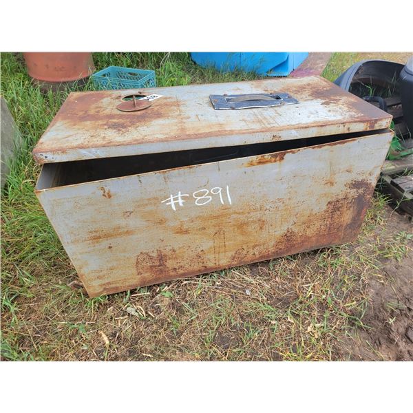 Steel cattle lick tank.