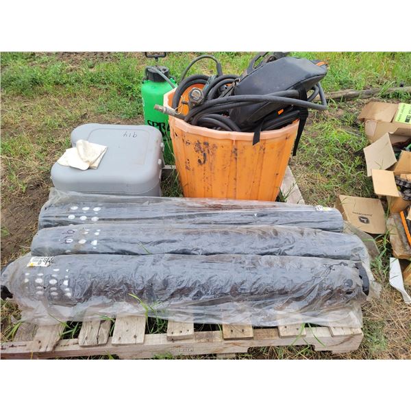 Fuelworks 12v transfer pump. Complete, as new.  Approx  3 rolls of approx  4 x 50ft black snow fence