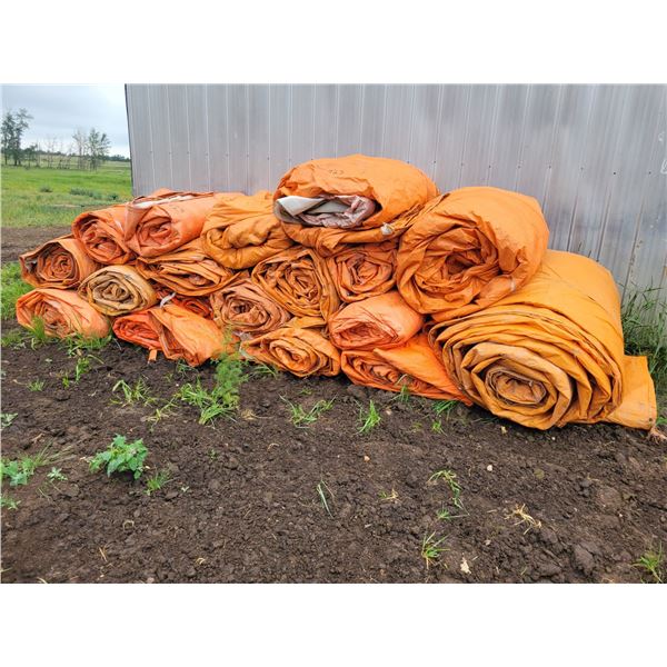 Large Qty  of  approx 17 large orange tarps.