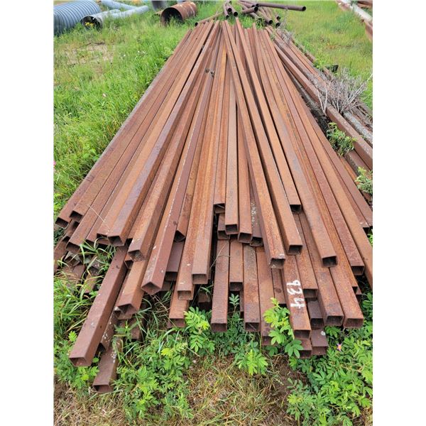 Qty  of  approx 2.5" x 2.5" box iron. 24ft, approx 104.