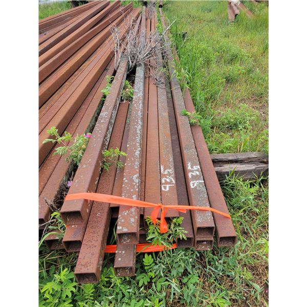 Qty  of approx  24ft box iron. 2.5"x2.5". Approx 16.