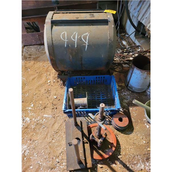 Portable air tank on wheels and misc steel.