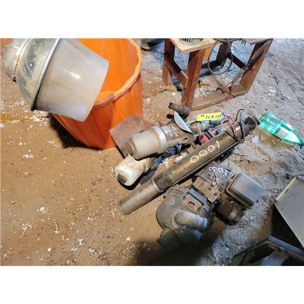 3 water pumps . Approx 1" gas pump, 2" gas pump, deep well pump and 2 Greyco fireball air pumps.