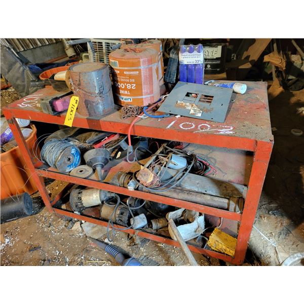 Metal bench c/w contents.