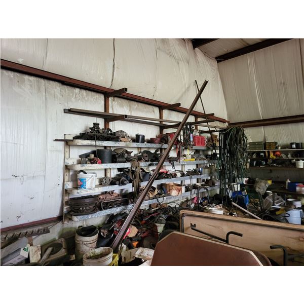 From heater to south wall of shop contents. Elec. motors, starter, complete 390 for rebuild, auto pa