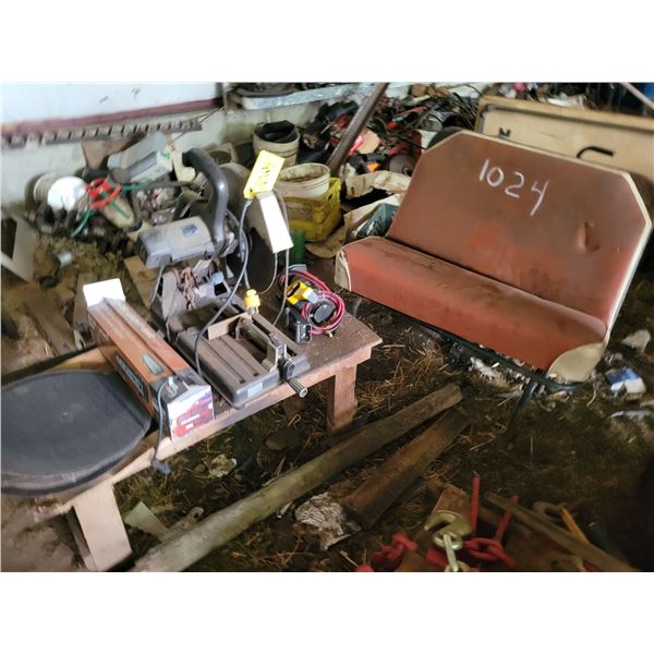 Black and decker 14" cut off saw, XL light bar, 12v 2500lbs winch, bus bench seat etc.