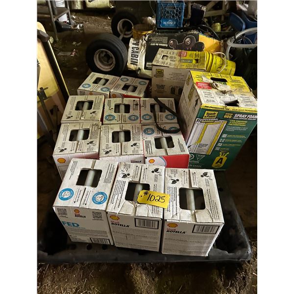 Pallet of DEF , and spray foam.