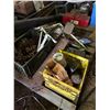 Image 1 : Quantity of box iron steel, approx. 3/4"-1" .various lengths. Mirrors, lights, wheels, axle, bench g
