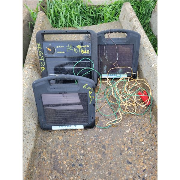 3 solar fence chargers.  1 Gallagher S40, 2 Patriot.