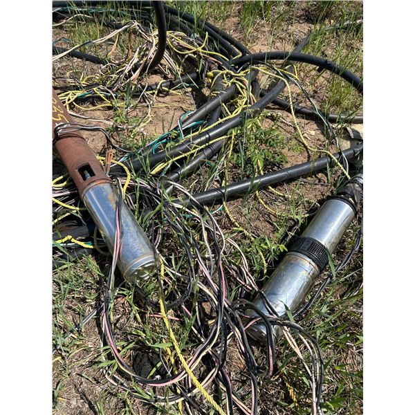 2 submersible well pumps w/ hose. Condition unknown.