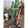 Image 1 : Cutting torch complete on propane, 2 owned oxypro bottles. Good condition. Air over hyd floor jack,