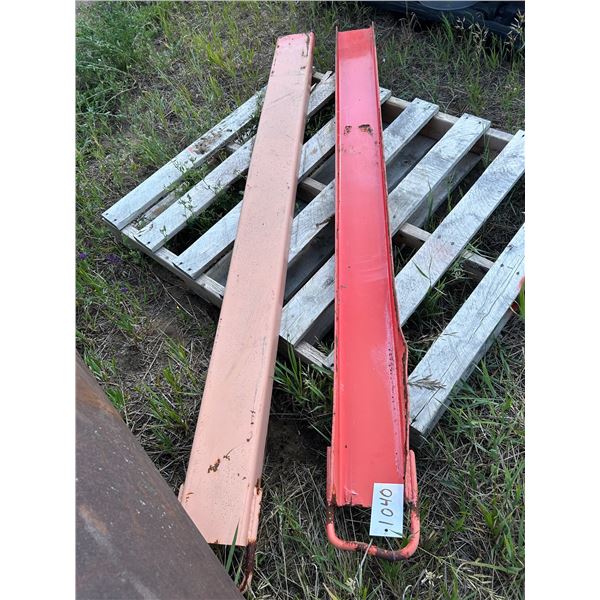 Pallet Fork extensions , and approx 50 gallon empty drum . One end cut open