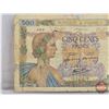 Image 2 : Banque de France 500 Cinq Cents Francs 1943 : S/N# D7860 (See Pics for Varieties, Conditions, Serial