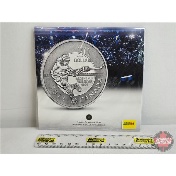 RCM 2013 : $20 Fine Silver Coin : Ice Hockey (COA) (99.99%) (SEE PICS!)  (Listing & Descriptions are