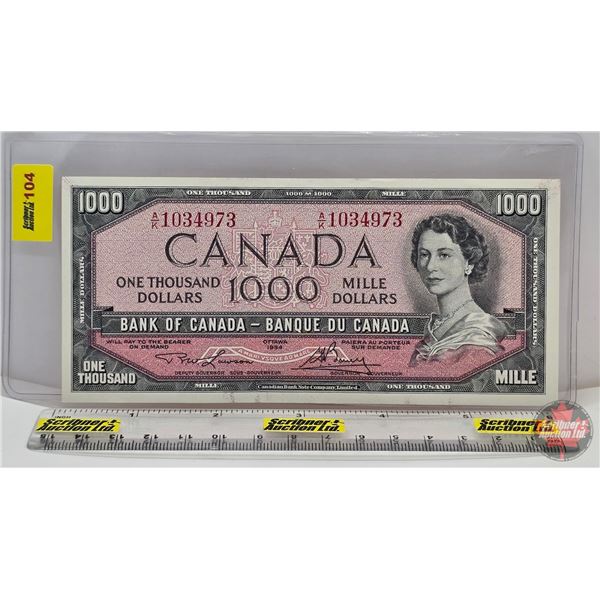 Canada $1000 Bill 1954 : Lawson/Bouey #AK1034973 (See Pics for Varieties, Conditions, Serial Numbers